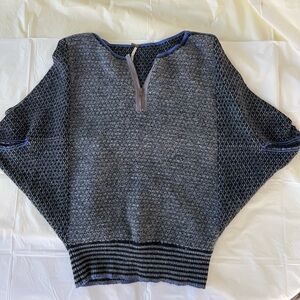 Free People Charcoal and Navy Sweater Poncho, size M, wool/ nylon